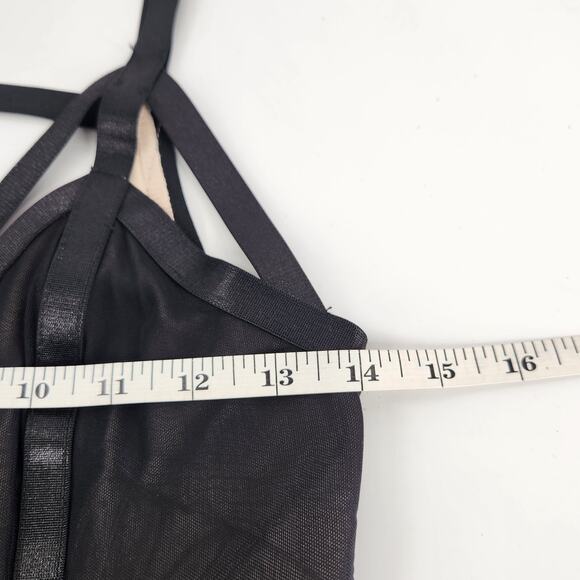 BEBE Corset Bodycon Dress Womens Small Black Mesh Backless Sheer Lined Sexy Glam - Picture 5 of 7